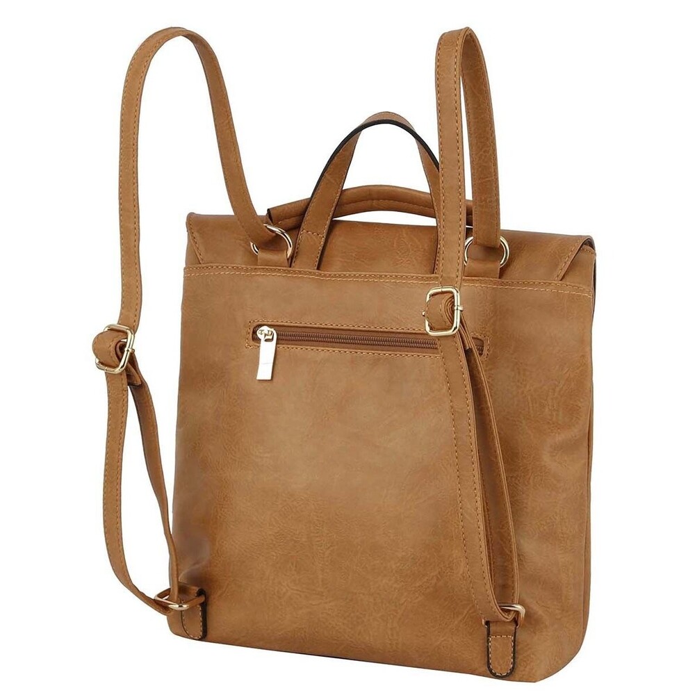 Women's Brown Western Fringe Convertible Backpack Messenger Bag Carry All Bag - Picture 3 of 7
